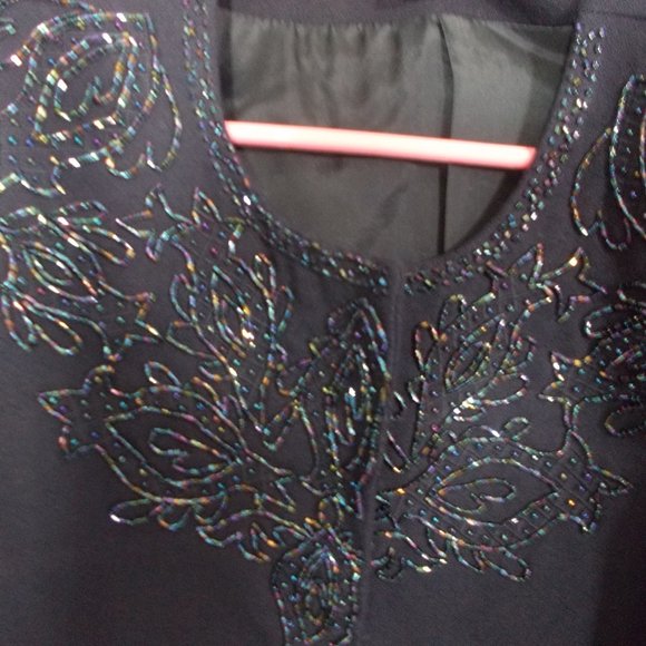 EUC ladies navy beaded suit by Emily, size 10 - Picture 3 of 5